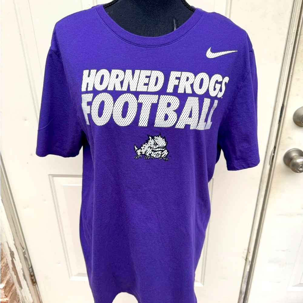 Nike, TCU, Short Sleeve, Shirt, Purple, Horned Frogs Football, Size Large